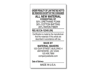 #1 All New Materials Law Label for Manufacturers v1
